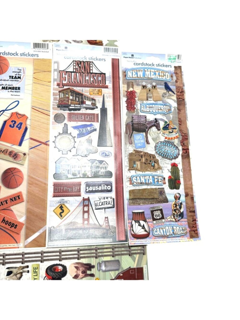 Paper House Cardstock Stickers Farm San Francisco New Mexico Baseball Basketball - Picture 2 of 4